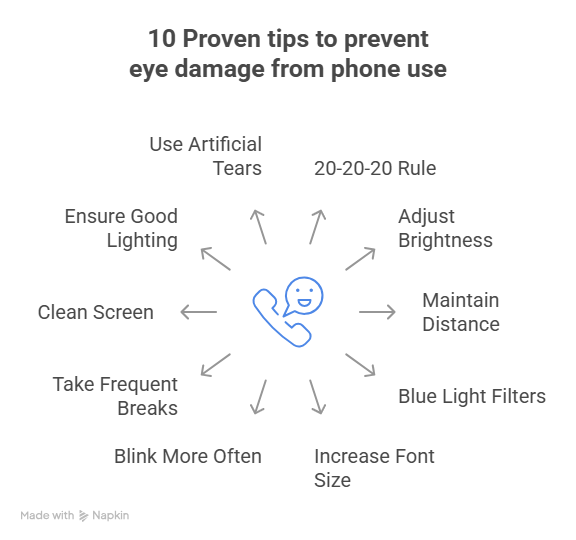 10 Proven tips to prevent eye damage from phone use