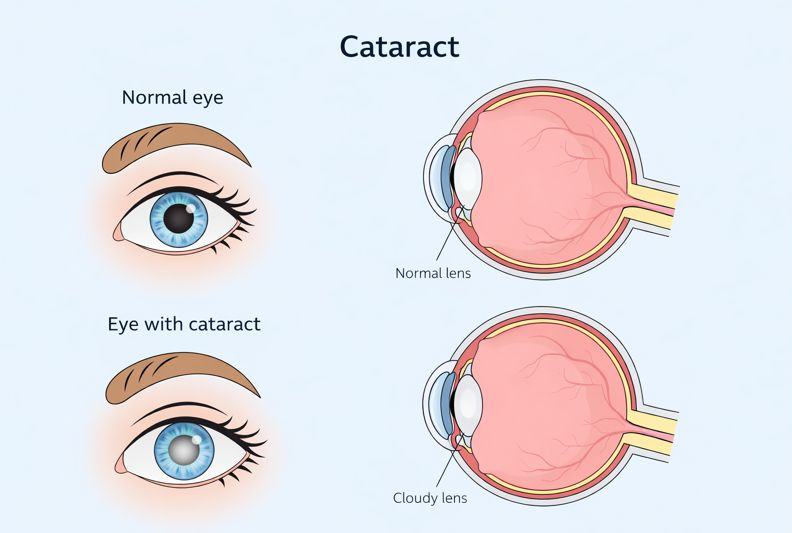 Normal eye vs Eye with Cataract